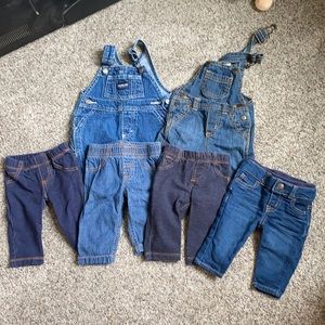 0-3 lot jeans and overalls